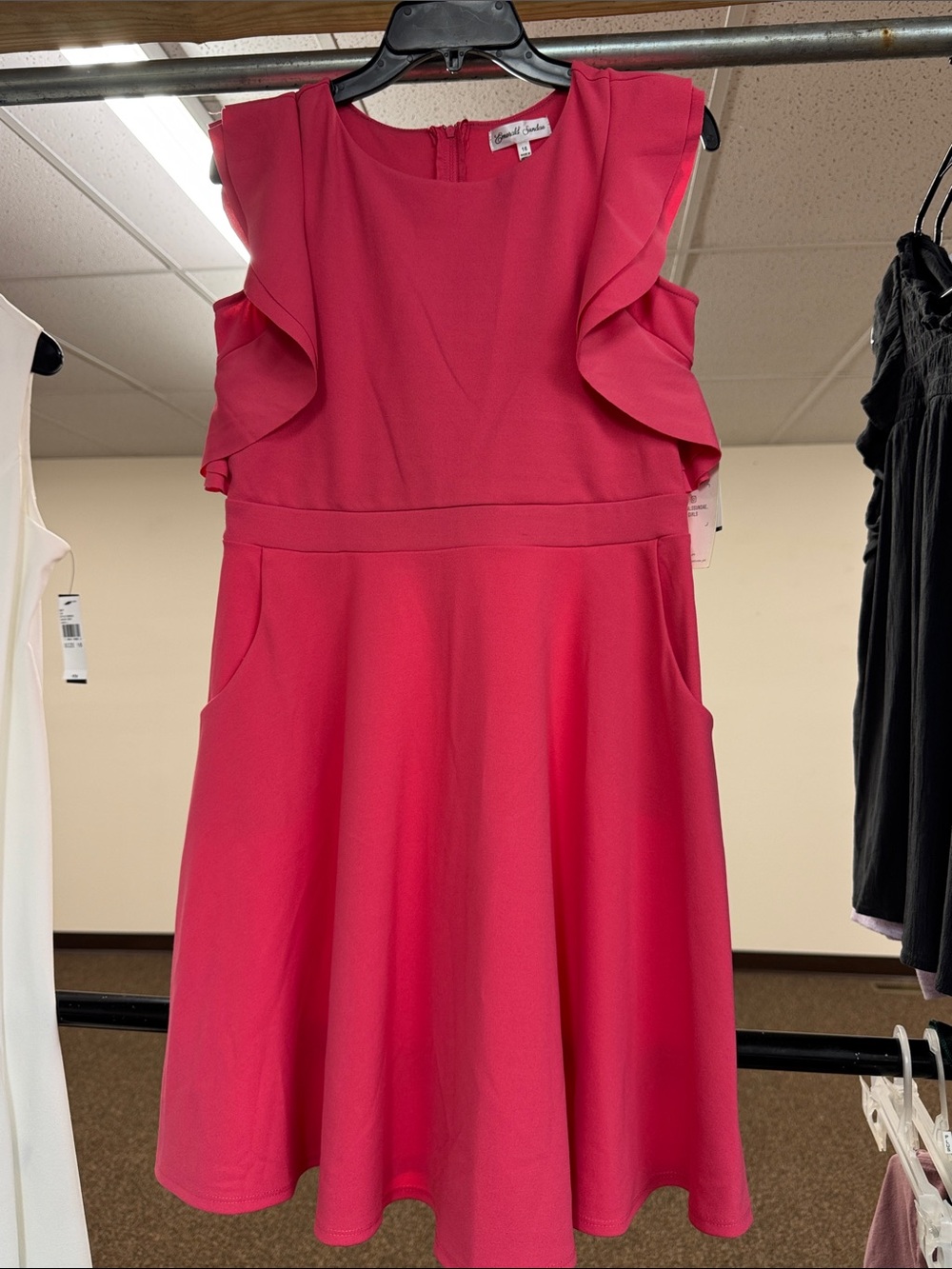 Emerald Sundae Pink Ruffle Sleeve Fit & Flare Mini Dress